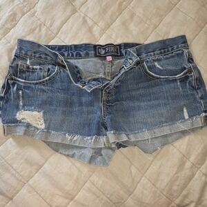 Victoria's Secret PINK Shorts 6 Denim Jean Ultra Low Rise Micro Shortie Y2K Cuff